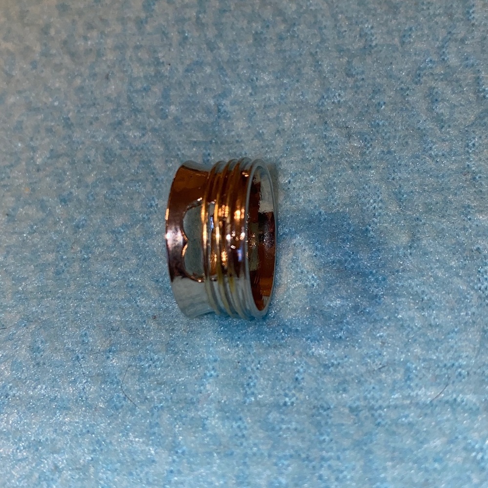 LOVE heart cut out wide band boho style wrap ring silver gold color size 9 - Picture 9 of 12